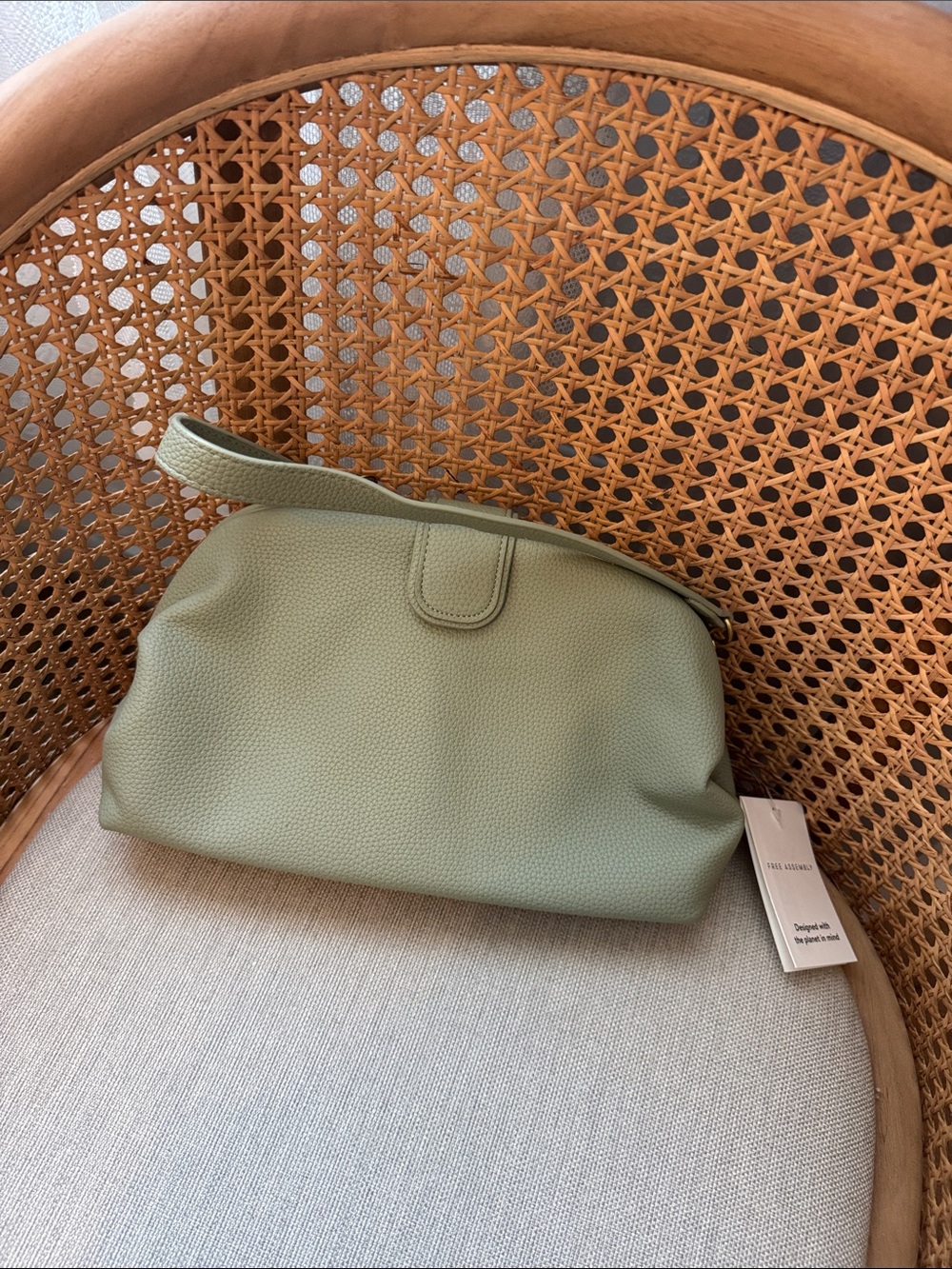 Pebbled Wristlet Clutch in Sage Green by